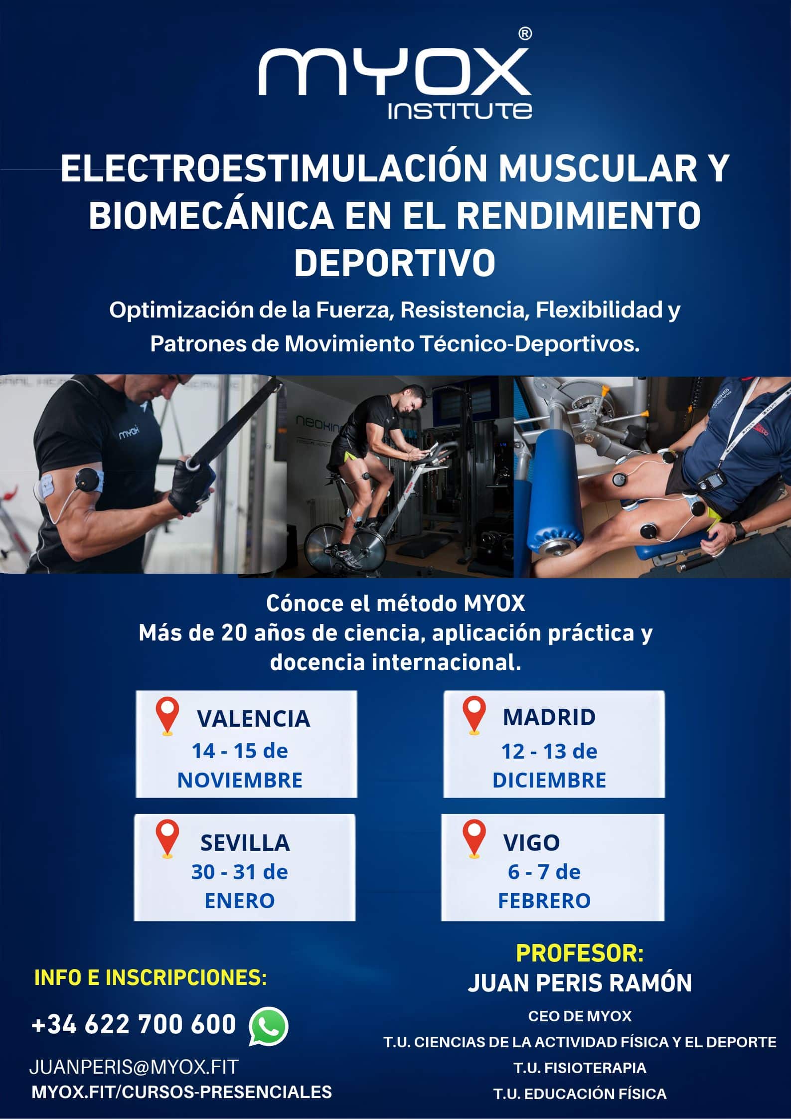 CURSO DE ELECTROESTIMULACIONMUSCULAR APLICADA AL DEPORTE CON MYOX INSTITUTE Y COMPEX