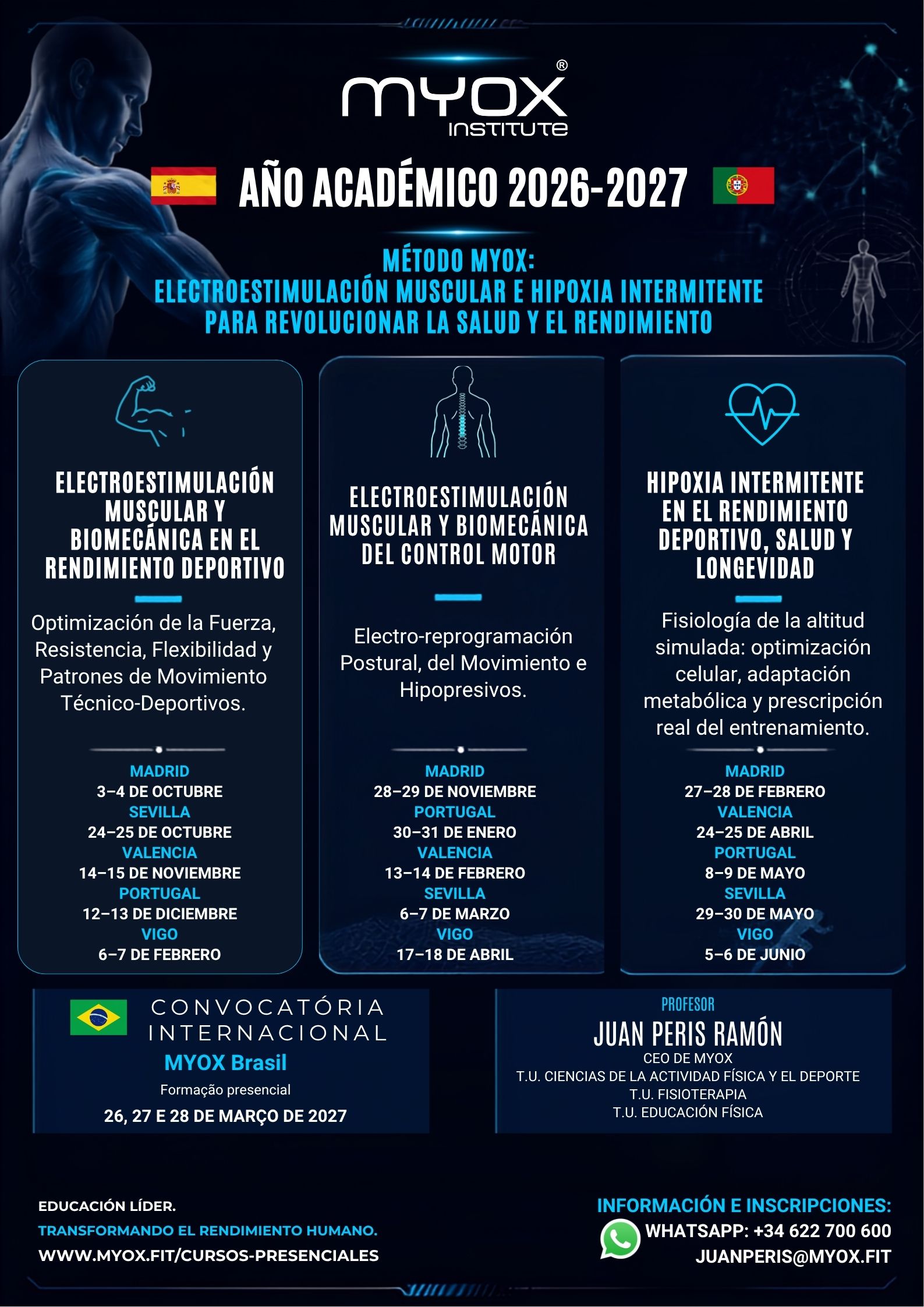 CALENDARIO MYOX INSTITUTE CURSOS DE ELECTROESTIMULACION MUSCULAR E HIPOXIA INTERMITENTE